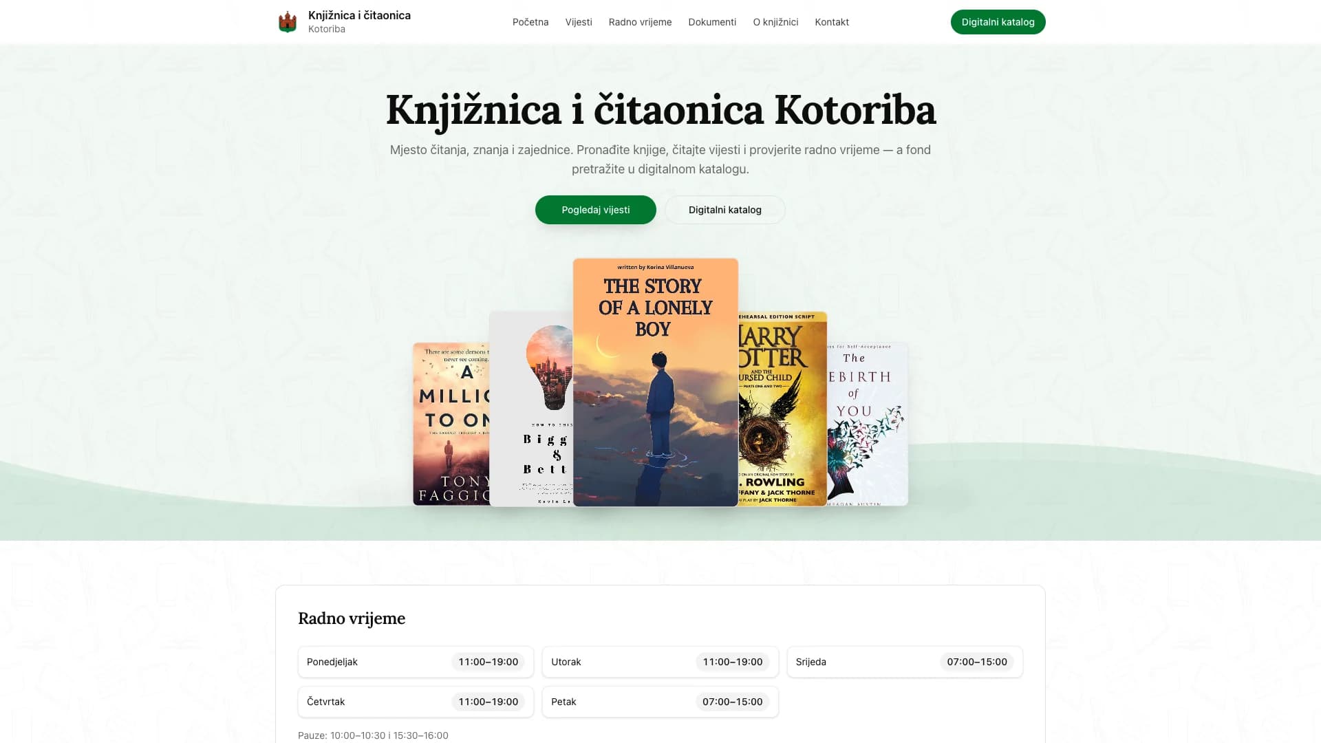 Web stranica Knjižnice i čitaonice Kotoriba