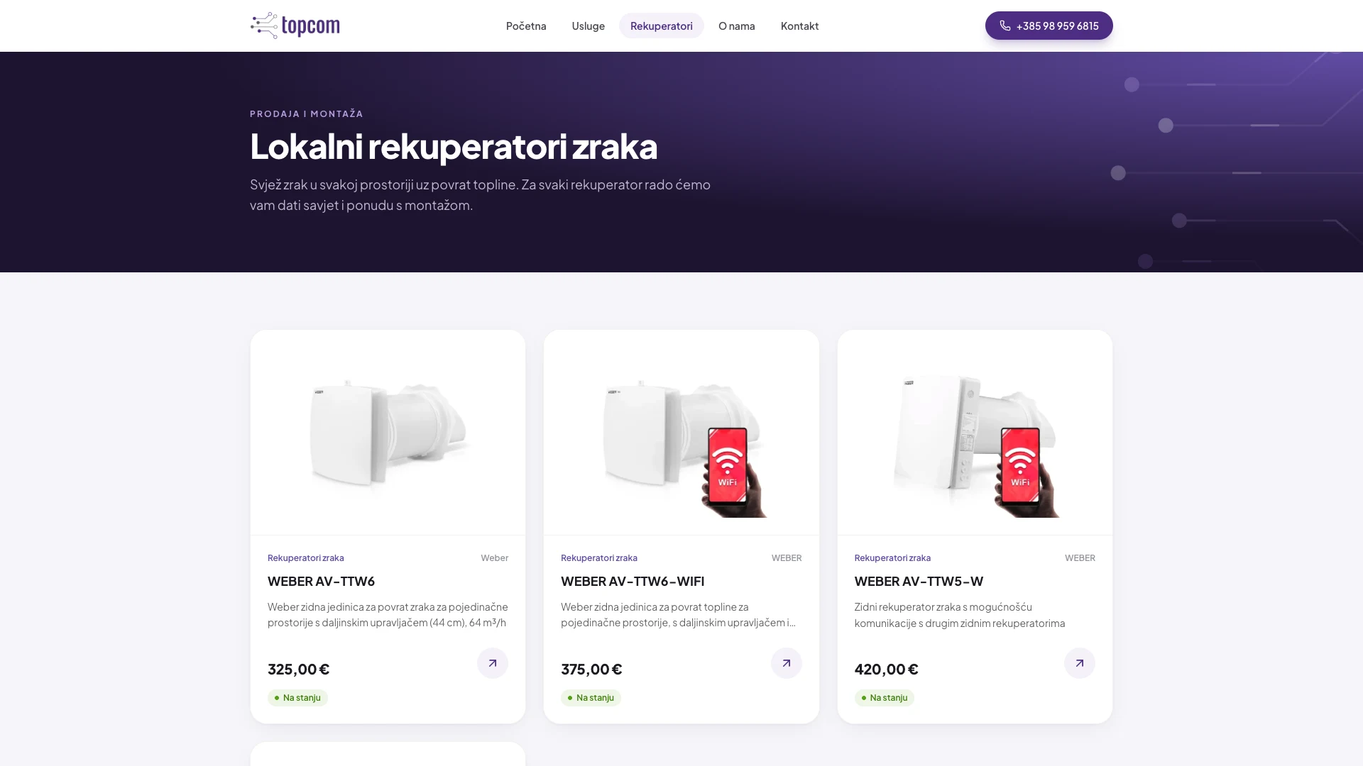 Topcom webshop na desktopu